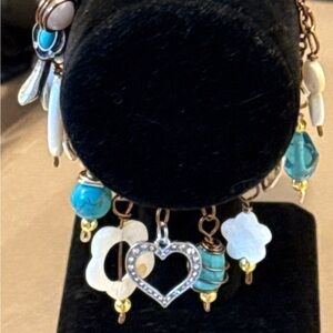 Turquoise Heart Charm Bracelet with extension
